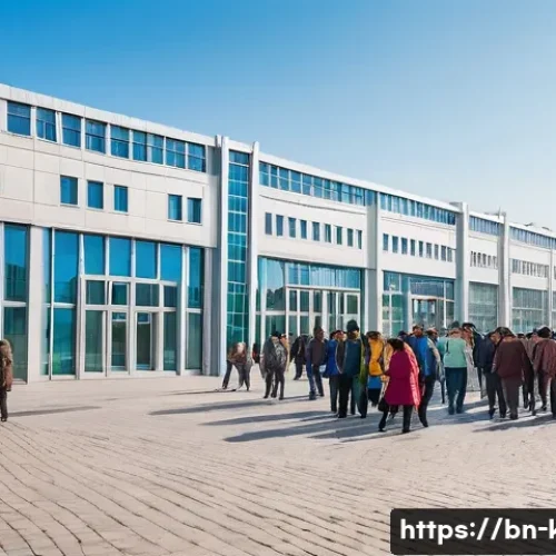 카자흐스탄의 이민 정책과 제약 - A detailed urban scene in Kazakhstan showing a diverse group of immigrants registering their residen...